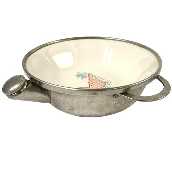 VTG Child Porcelain Warming Bowl w Reservoir Colonial Plate USA Little Bo Peep - Picture 4 of 13